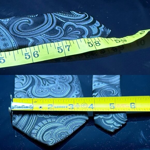 Donald Trump President Signature Collection Tie Silk Paisley Black Silver 59" - Picture 5 of 6